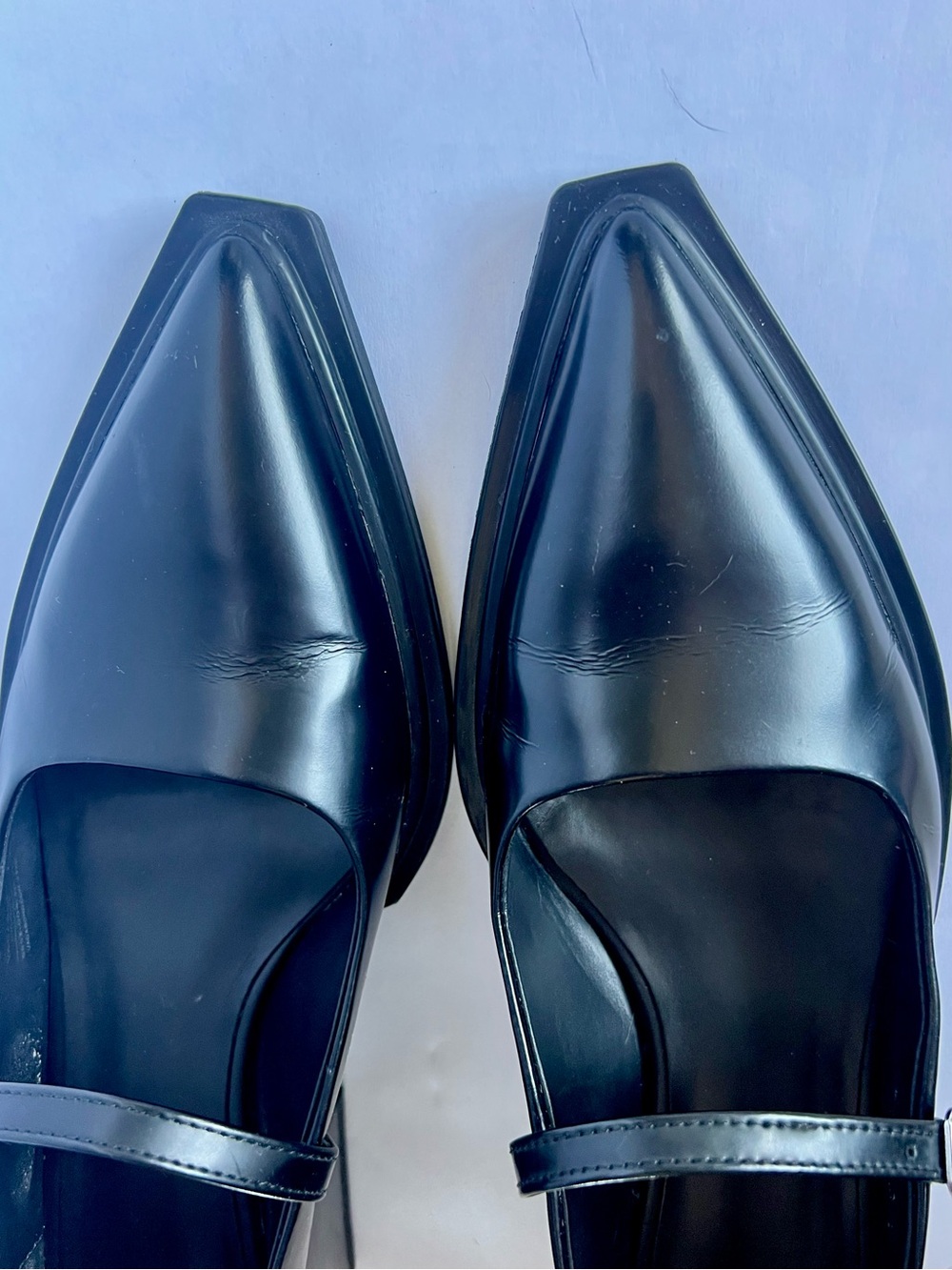 Vagabond Black Leather Mary Jane Heels Pointed Toe Block 2.75” Heel - Picture 4 of 6